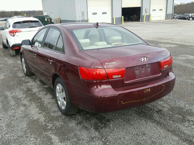 5NPET46C29H409283 - 2009 HYUNDAI SONATA GLS BURGUNDY photo 3