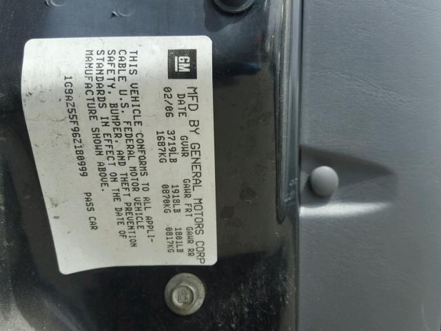 1G8AZ55F96Z180999 - 2006 SATURN ION LEVEL SILVER photo 10
