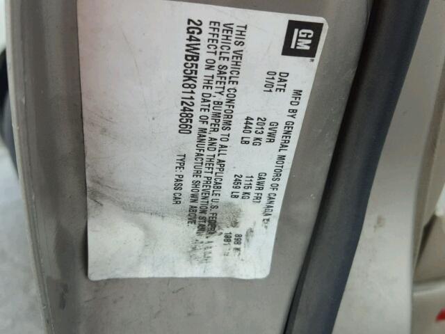 2G4WB55K811248560 - 2001 BUICK REGAL LS 金色 照片 10