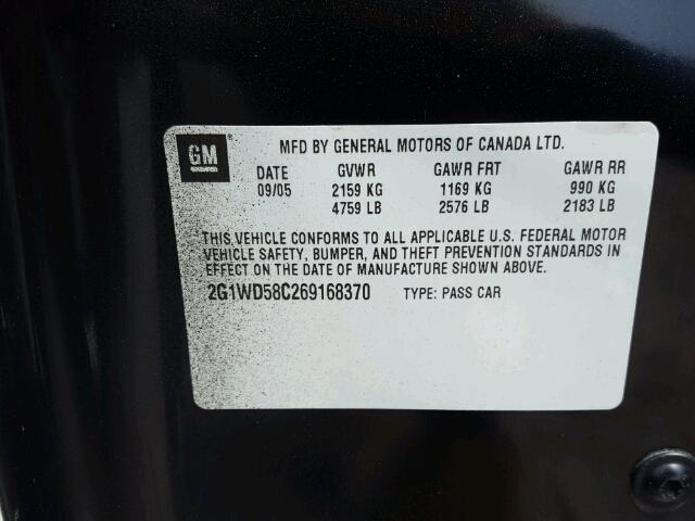 2G1WD58C269168370 - 2006 CHEVROLET IMPALA SUP 黑色 照片 10