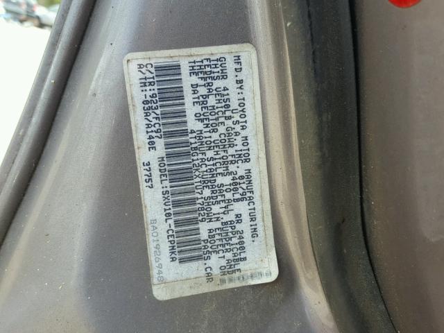 4T1BG12KXTU717829 - 1996 TOYOTA CAMRY DX GRAY photo 10