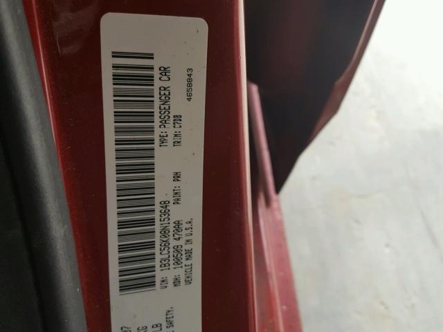 1B3LC56K08N153648 - 2008 DODGE AVENGER SX RED photo 10