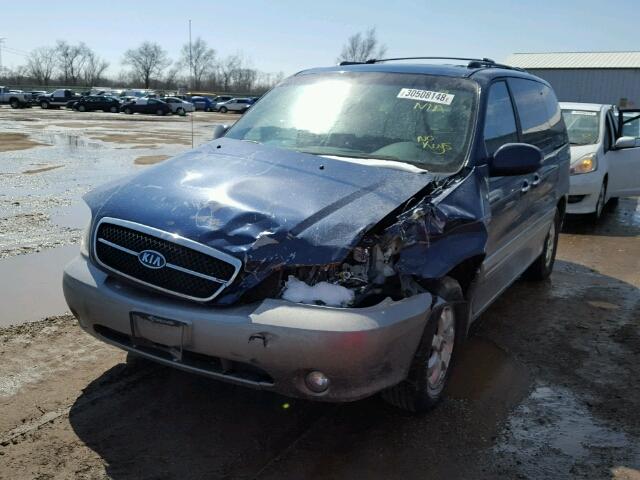 KNDUP132956694689 - 2005 KIA SEDONA EX BLUE photo 2