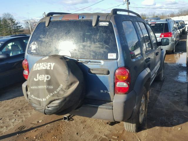 1J4GL48K74W221126 - 2004 JEEP LIBERTY SP BLUE photo 4