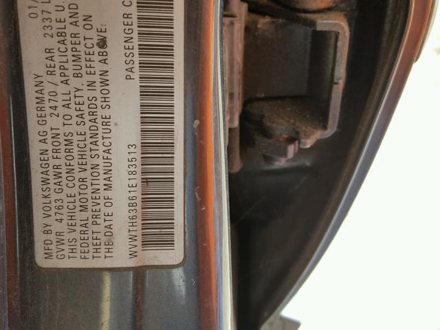 WVWTH63B61E183513 - 2001 VOLKSWAGEN PASSAT GLX BLUE photo 10