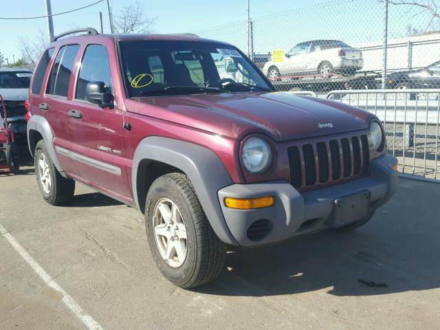 1J4GL48K33W685786 - 2003 JEEP LIBERTY SP MAROON photo 1