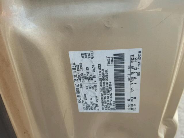 1FTYR10D82TA60384 - 2002 FORD RANGER GOLD photo 10