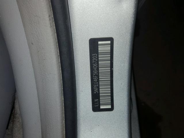 5NPEU46F56H067203 - 2006 HYUNDAI SONATA GLS SILVER photo 10