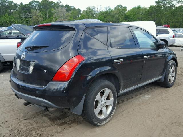 JN8AZ08T75W308493 - 2005 NISSAN MURANO SL BLACK photo 4