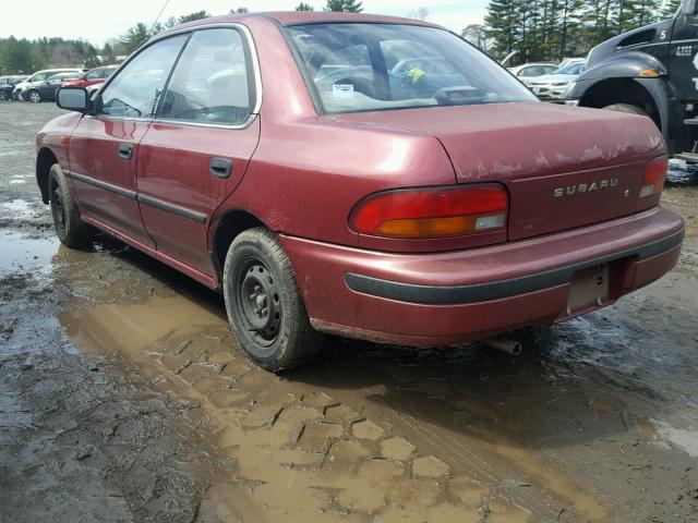 JF1GC2441PK500168 - 1993 SUBARU IMPREZA L BURGUNDY photo 3