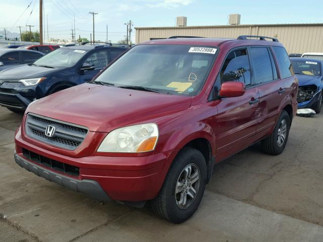 2HKYF18664H566513 - 2004 HONDA PILOT EXL MAROON photo 2