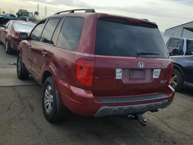 2HKYF18664H566513 - 2004 HONDA PILOT EXL MAROON photo 3