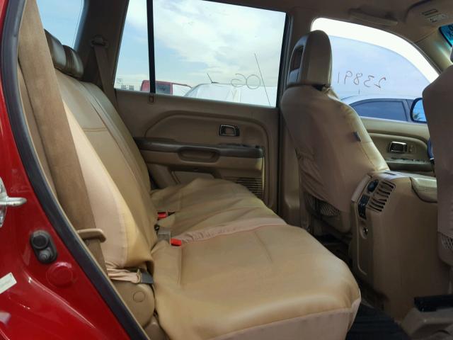 2HKYF18664H566513 - 2004 HONDA PILOT EXL MAROON photo 6