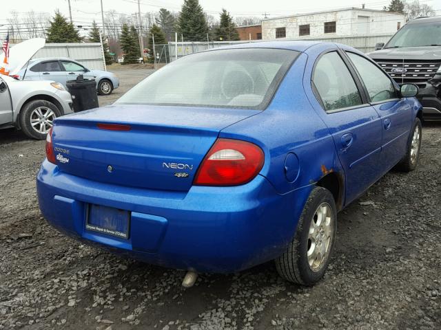 1B3ES56C55D110249 - 2005 DODGE NEON SXT BLUE photo 4