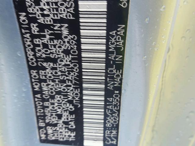 JTKDE177960110493 - 2006 TOYOTA SCION TC 蓝色 照片 10