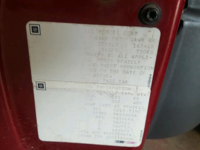 1G2NE1536RM559711 - 1994 PONTIAC GRAND AM S წითელი ფოტო 10