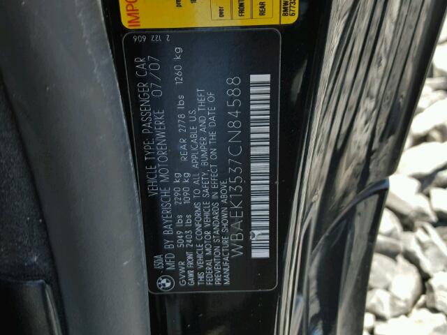 WBAEK13537CN84588 - 2007 BMW 650I BLACK photo 10