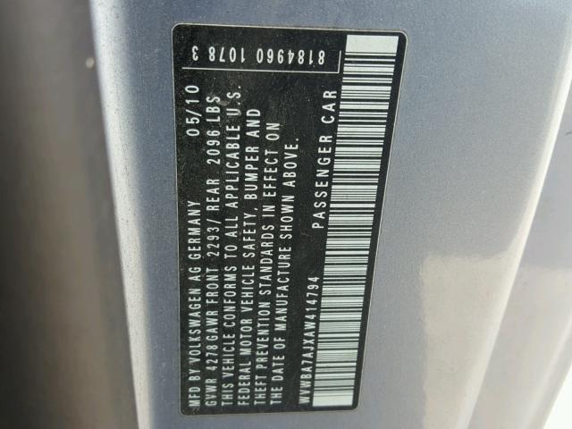 WVWBA7AJXAW414794 - 2010 VOLKSWAGEN GOLF 蓝色 照片 10