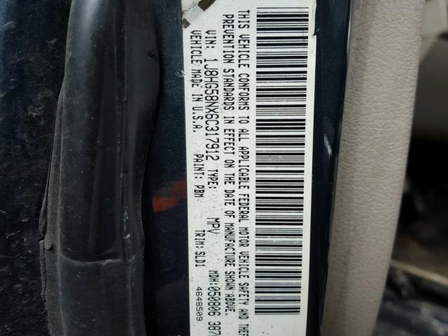 1J8HG58NX6C317912 - 2006 JEEP COMMANDER BLUE photo 10