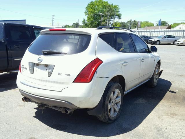 JN8AZ08W66W526842 - 2006 NISSAN MURANO SL WHITE photo 4