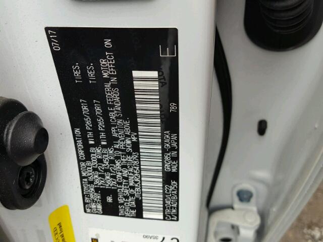 JTEBU5JR2H5478793 - 2017 TOYOTA 4RUNNER SR 白色 照片 10