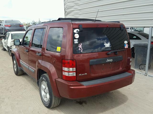 1J8GN28K69W537654 - 2009 JEEP LIBERTY SP RED photo 3