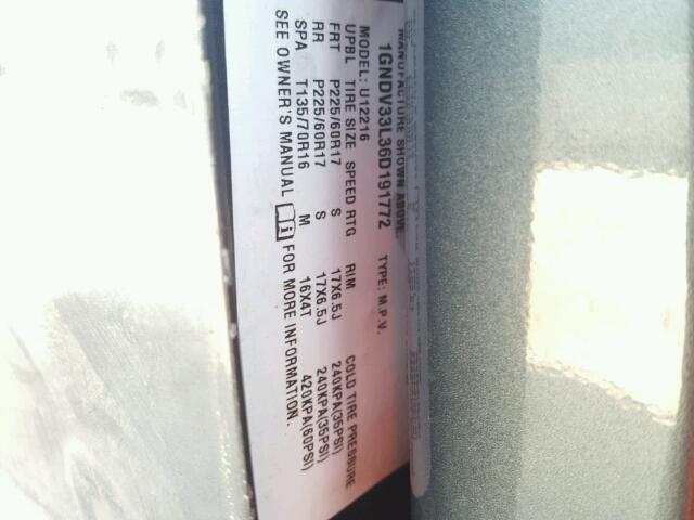 1GNDV33L36D191772 - 2006 CHEVROLET UPLANDER L 蓝色 照片 10