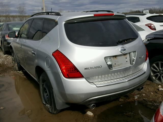 JN8AZ08W67W645945 - 2007 NISSAN MURANO SL SILVER photo 3