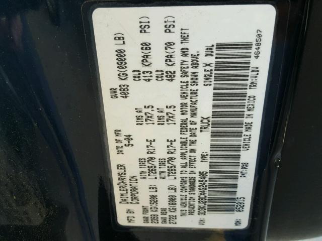 3D3KU28CX4G245405 - 2004 DODGE RAM 2500 S BLACK photo 10