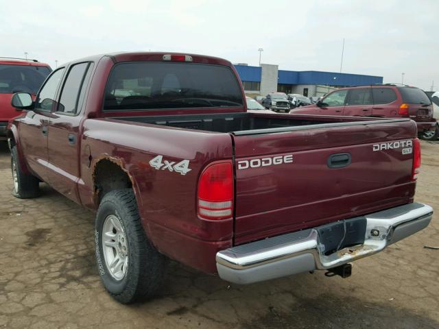 1D7HG48N13S239657 - 2003 DODGE DAKOTA QUA BURGUNDY photo 3