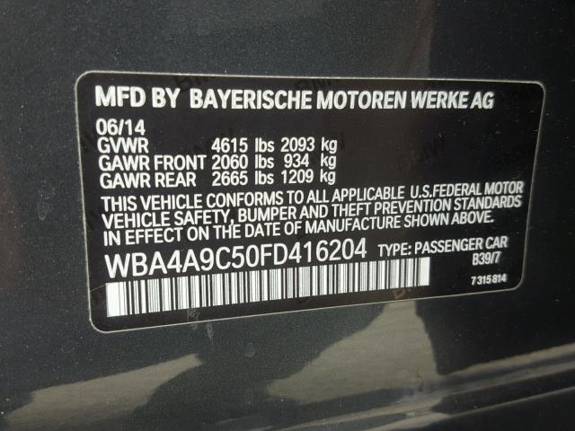 WBA4A9C50FD416204 - 2015 BMW 428 I GRAY photo 10