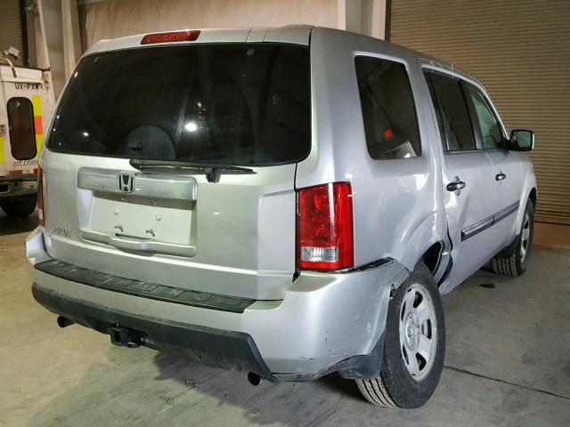 5FNYF3H22BB010221 - 2011 HONDA PILOT LX SILVER photo 4