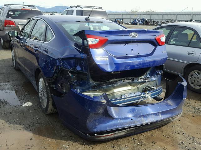 3FA6P0PU0FR172770 - 2015 FORD FUSION SE BLUE photo 3