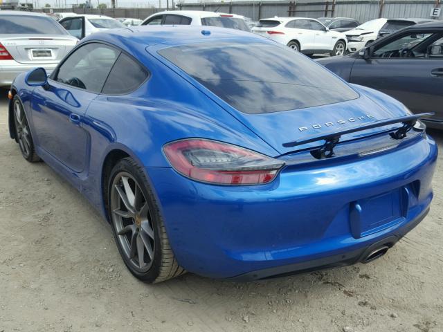 WP0AA2A87GK170291 - 2016 PORSCHE CAYMAN BLUE photo 3