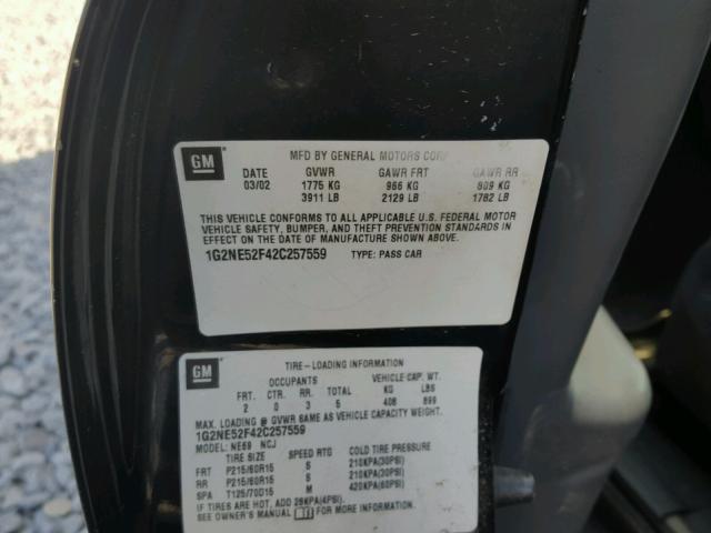 1G2NE52F42C257559 - 2002 PONTIAC GRAND AM S Qara foto 10