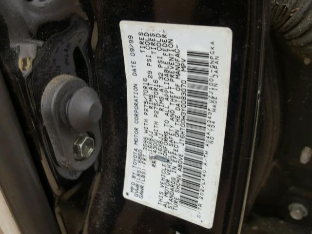 JT6HT00W3Y0083070 - 2000 LEXUS LX 470 BLACK photo 10