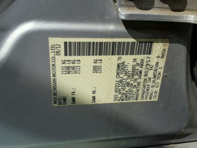 1N4AA5AP2DC802957 - 2013 NISSAN MAXIMA S SILVER photo 10