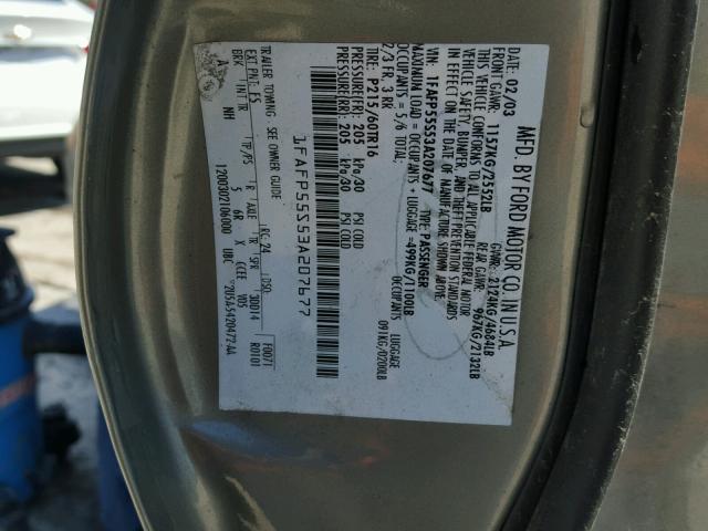 1FAFP55S53A207677 - 2003 FORD TAURUS SES GRAY photo 10