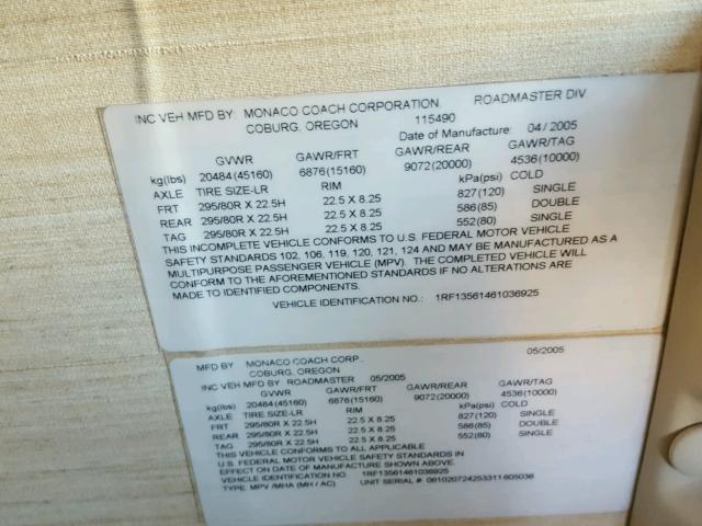 1RF13561461036925 - 2006 ROADMASTER RAIL MONOCOQUE 米色 照片 10