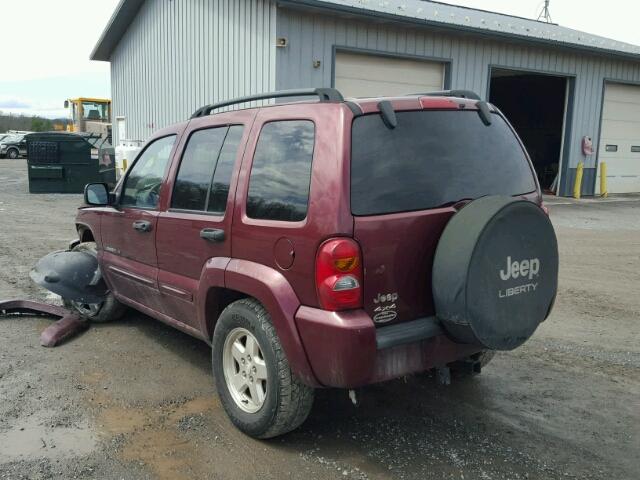 1J4GL58K52W302435 - 2002 JEEP LIBERTY LI BURGUNDY photo 3