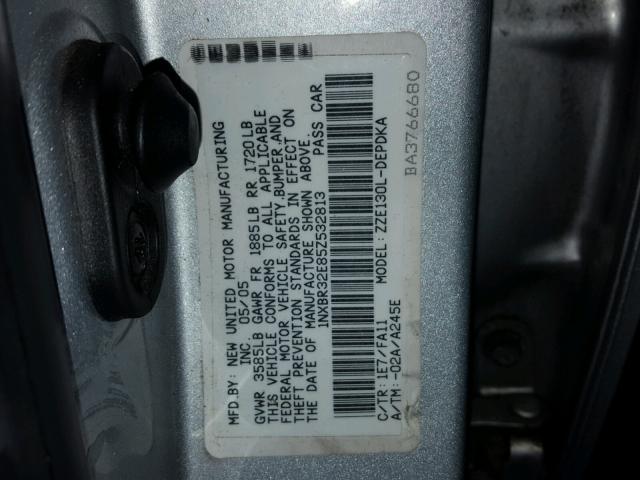 1NXBR32E85Z532813 - 2005 TOYOTA COROLLA CE SILVER photo 10