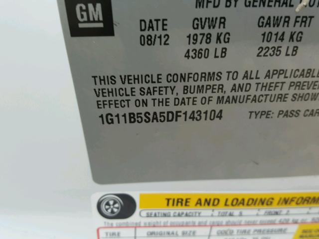 1G11B5SA5DF143104 - 2013 CHEVROLET MALIBU LS Ağ foto 10
