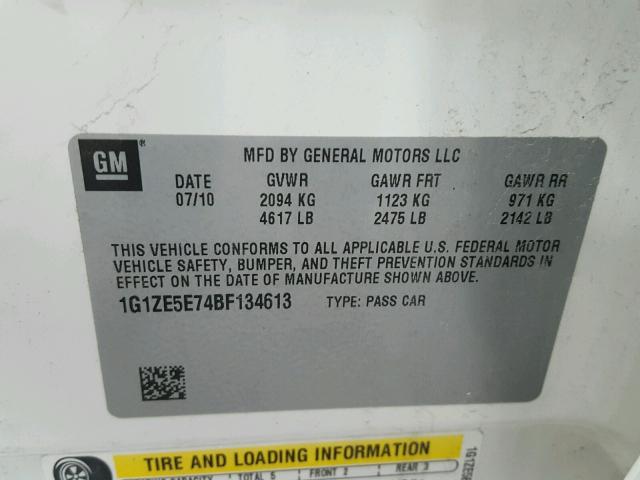 1G1ZE5E74BF134613 - 2011 CHEVROLET MALIBU LTZ 白色 照片 10