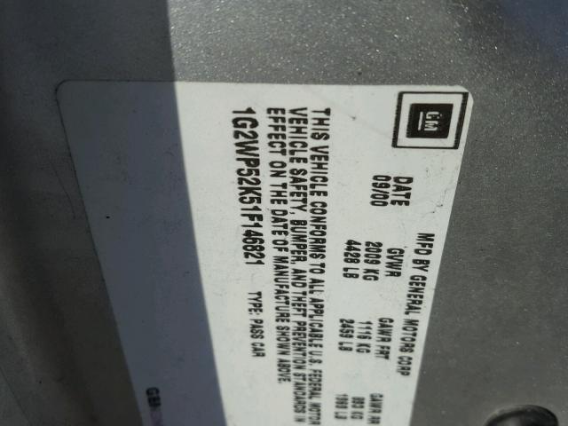 1G2WP52K51F146821 - 2001 PONTIAC GRAND PRIX 银色 照片 10