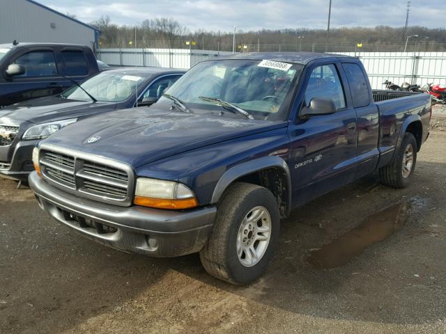 1B7GL12X02S720167 - 2002 DODGE DAKOTA BAS BLUE photo 2