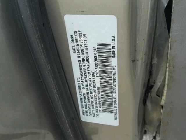 4S3BH6453Y7300919 - 2000 SUBARU LEGACY GT TAN photo 10