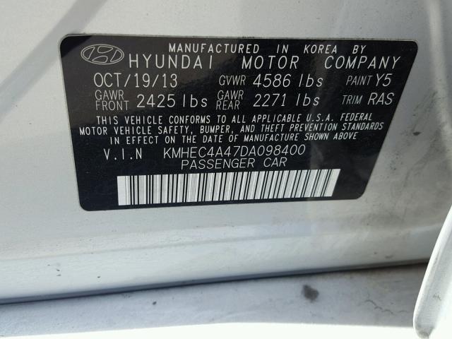 KMHEC4A47DA098400 - 2013 HYUNDAI SONATA HYB SILVER photo 10