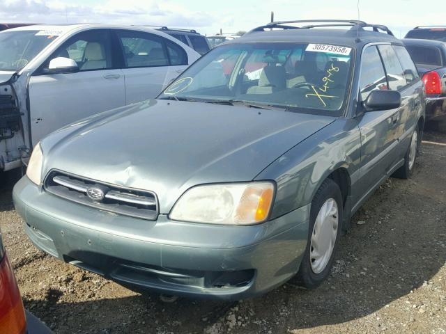 4S3BH6351Y7312116 - 2000 SUBARU LEGACY L GREEN photo 2