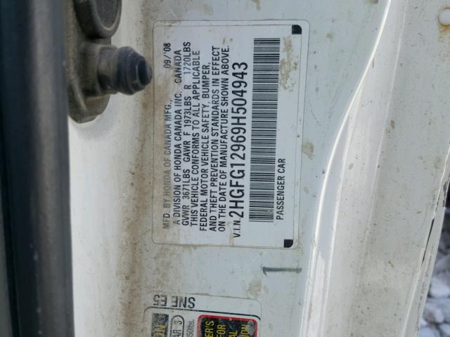 2HGFG12969H504943 - 2009 HONDA CIVIC EXL 白色 照片 10