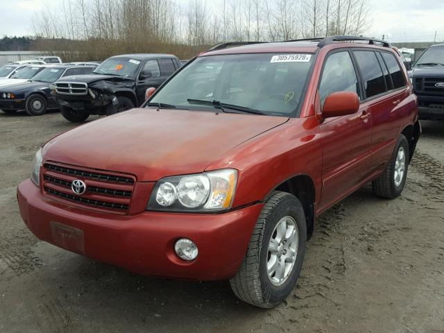 JTEHF21A410034153 - 2001 TOYOTA HIGHLANDER RED photo 2